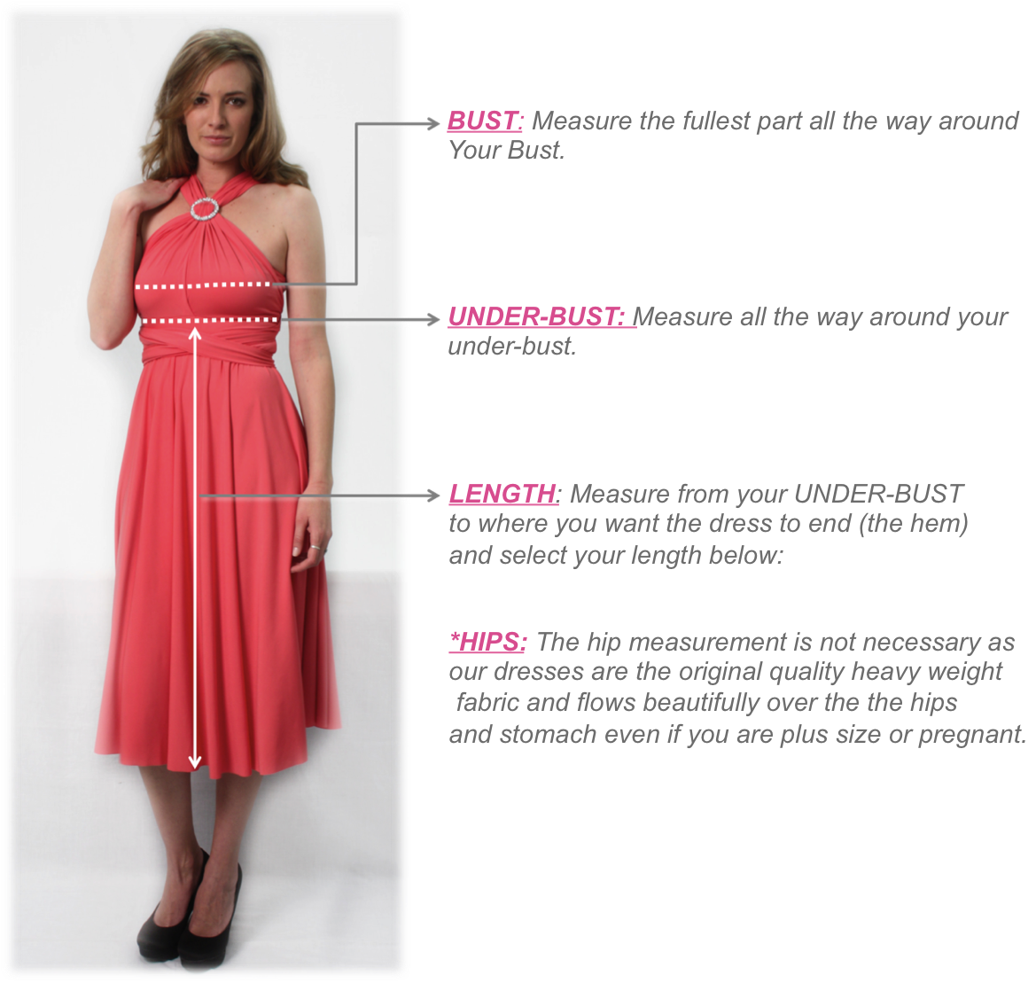 Size Guide for Infinity Dress South Africa